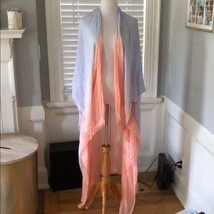 Blue/peach ombré beach cardigan